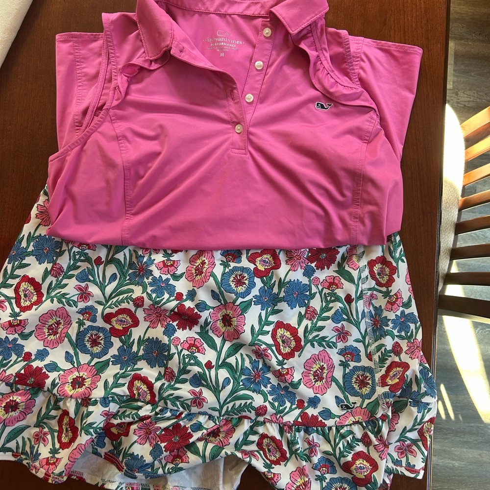 Vineyard Vines Pink and Floral Skirt Set